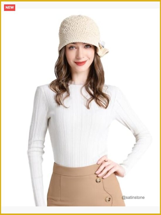 Crochet Bucket Hat Handmade Cotton Knit Cloche Bowler Hat main image 4